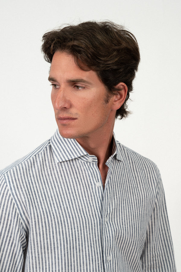 Navy Stripe Linen Shirt