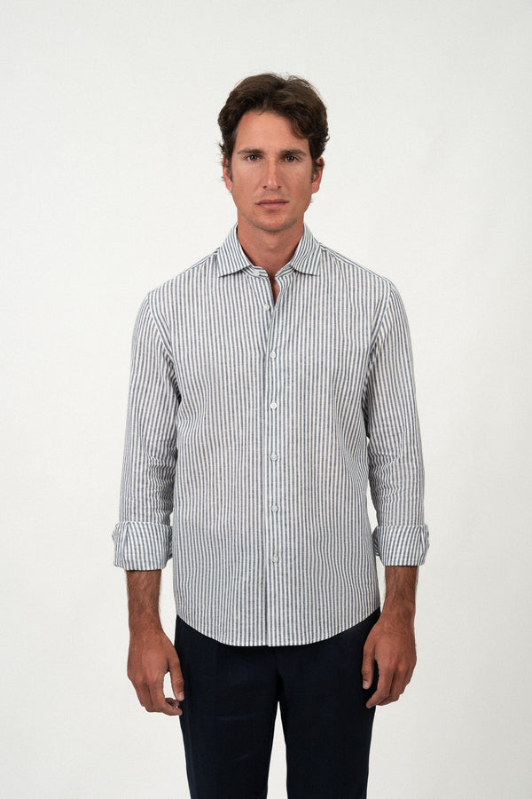 Navy Stripe Linen Shirt