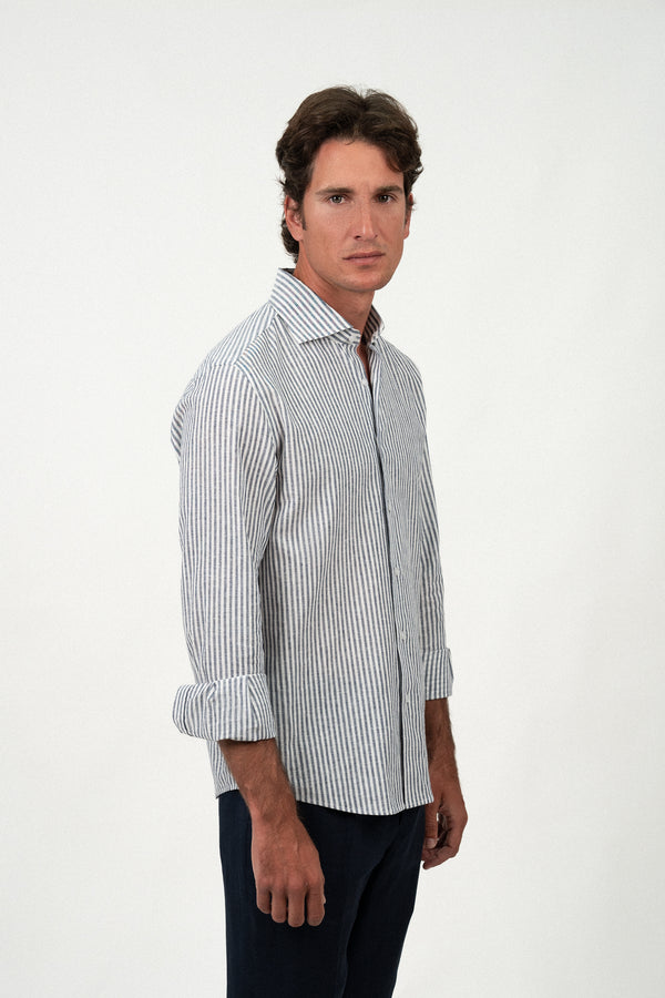Navy Stripe Linen Shirt