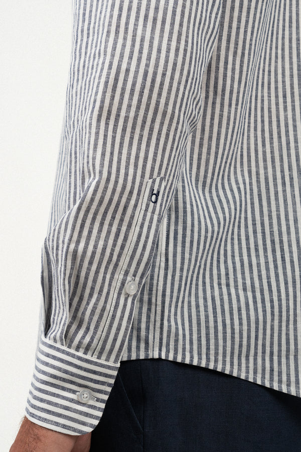 Navy Stripe Linen Shirt