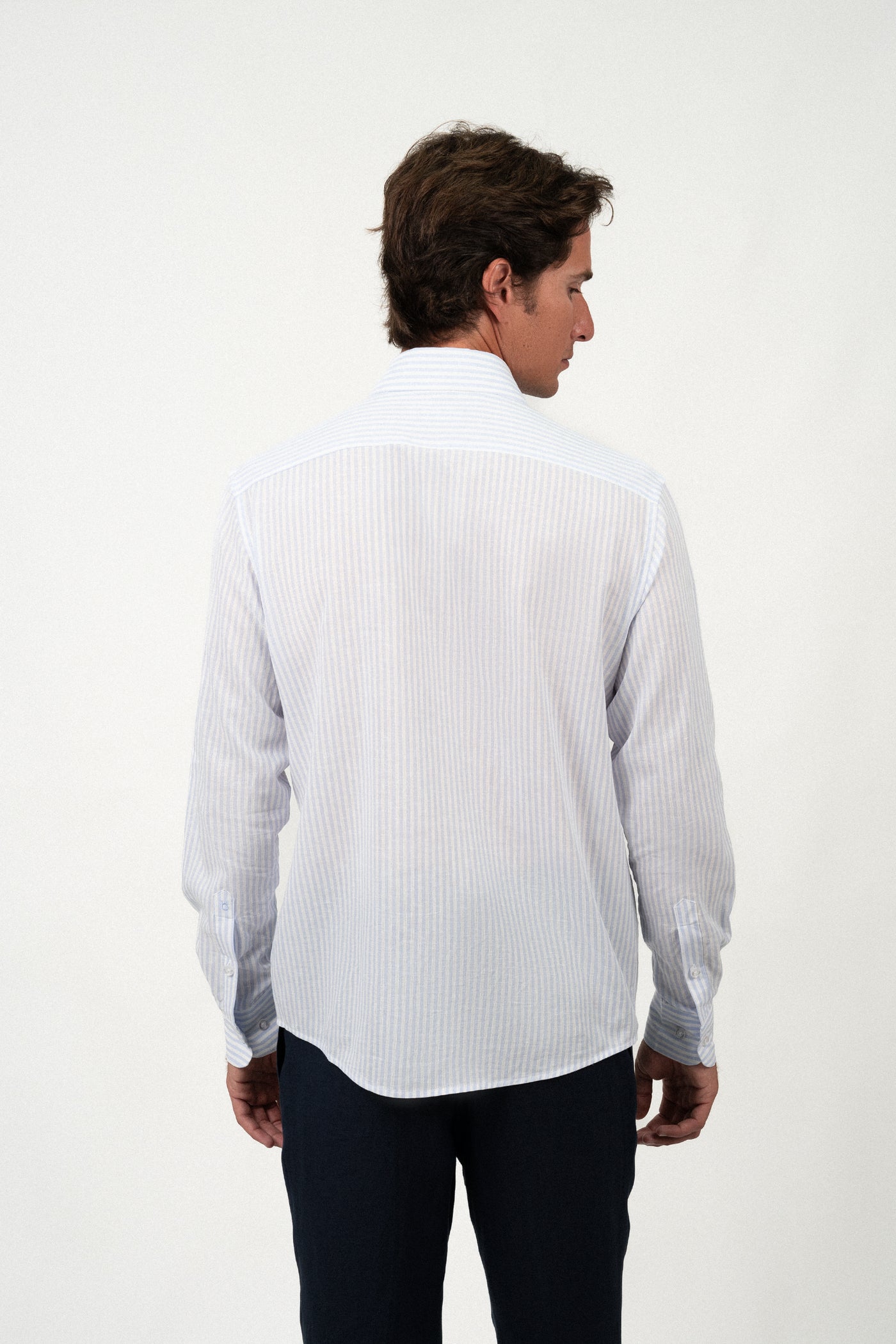 Camisa Lino Stripe Light Blue