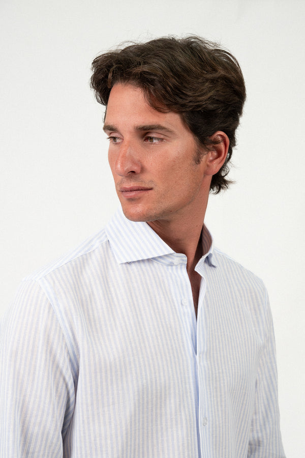 Light Blue Stripe Linen Shirt