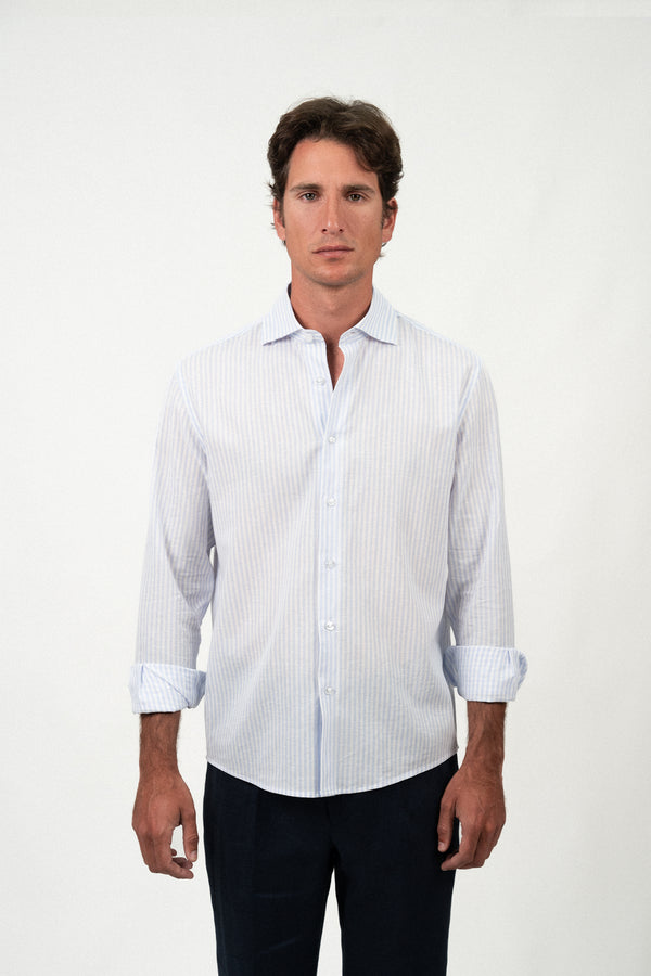 Light Blue Stripe Linen Shirt