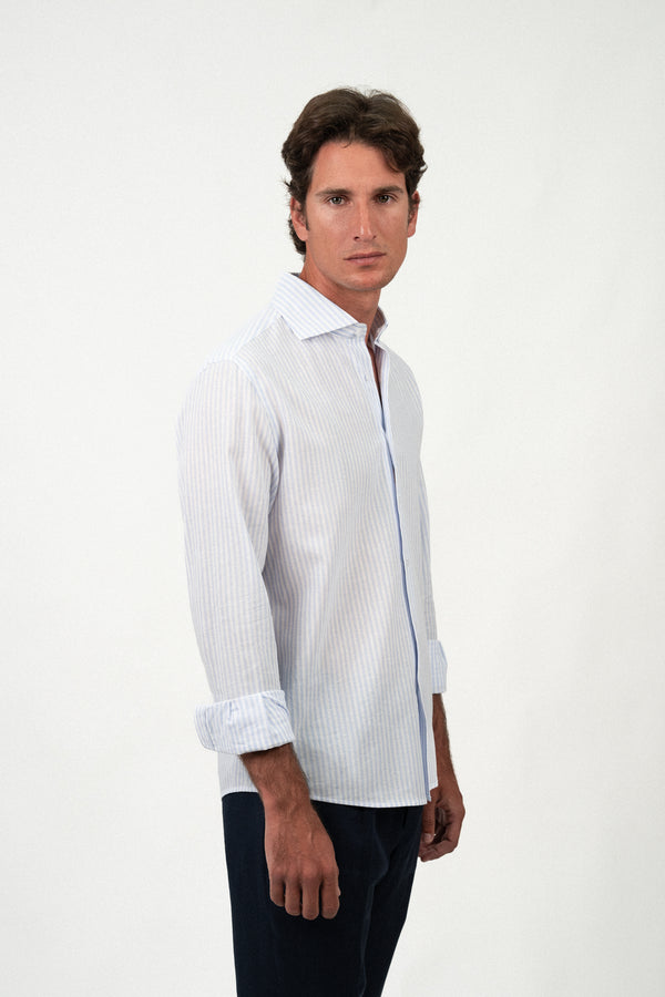 Light Blue Stripe Linen Shirt