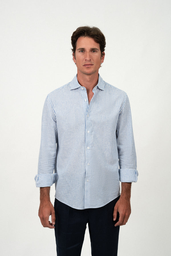 Blue Stripe Linen Shirt