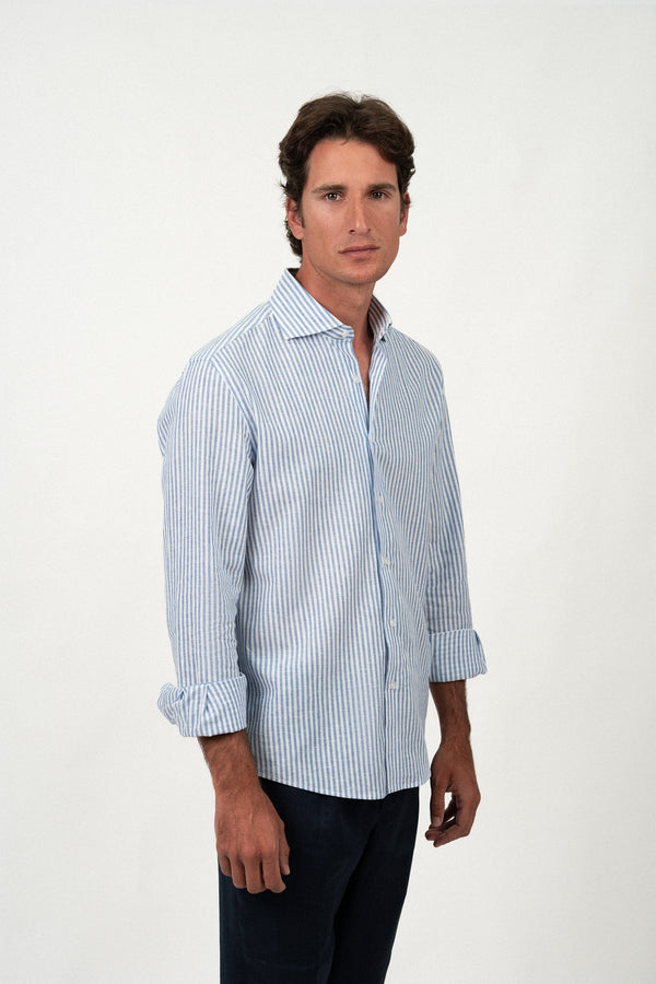 Blue Stripe Linen Shirt