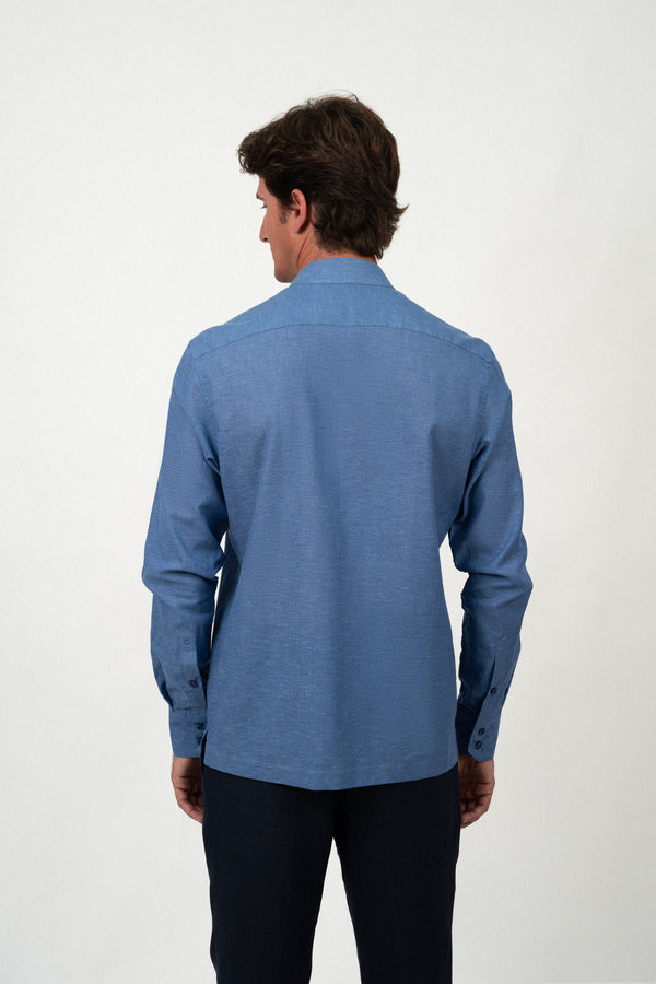 Linen Mao Shirt Blue Denim