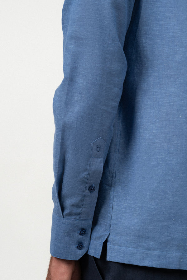Linen Mao Shirt Blue Denim