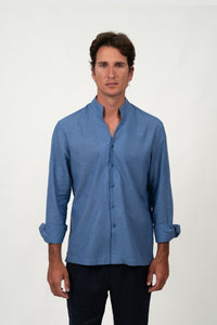 Camisa Lino Mao Blue Denim
