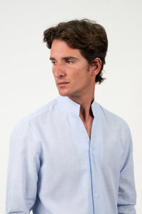 Camisa Lino Mao Light Blue