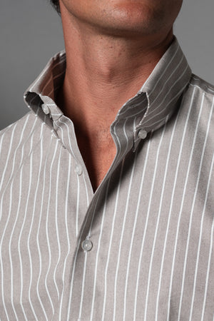 Wide Stripes Brown Cotton Casual Shirt - Camisa BUND