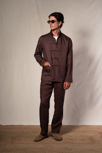 Dark Brown Tang Linen Shirt
