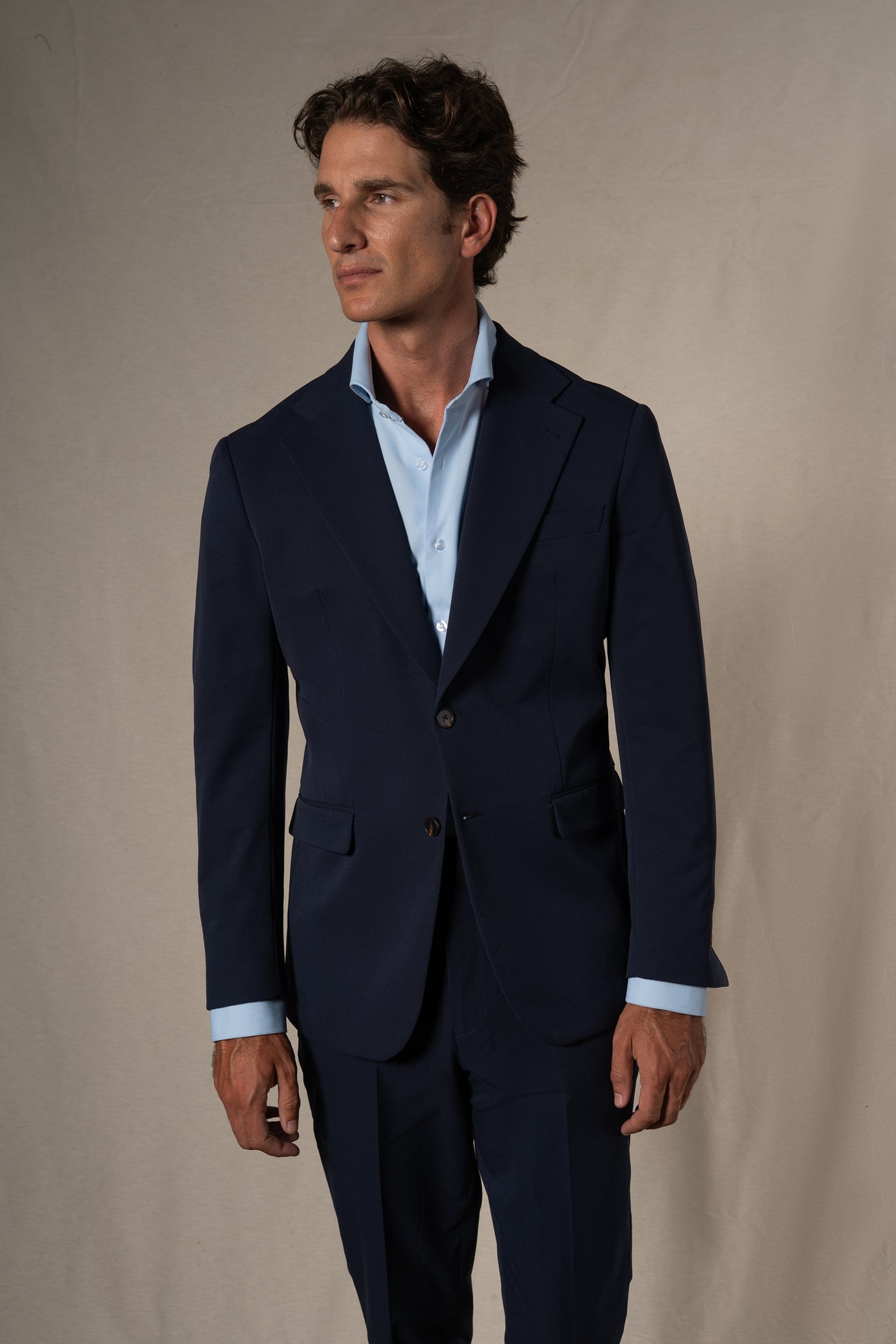 Plain Technical Dark Navy Soft Suit