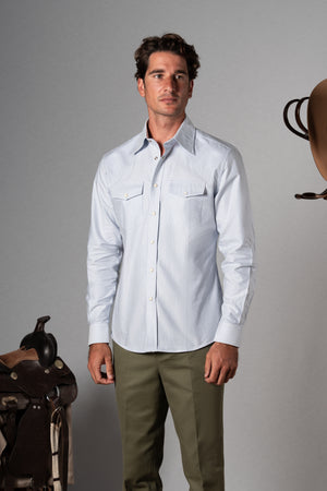 Blue Stripes Western Oxford Shirt - Camisa BUND