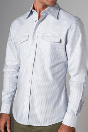 Blue Stripes Western Oxford Shirt - Camisa BUND