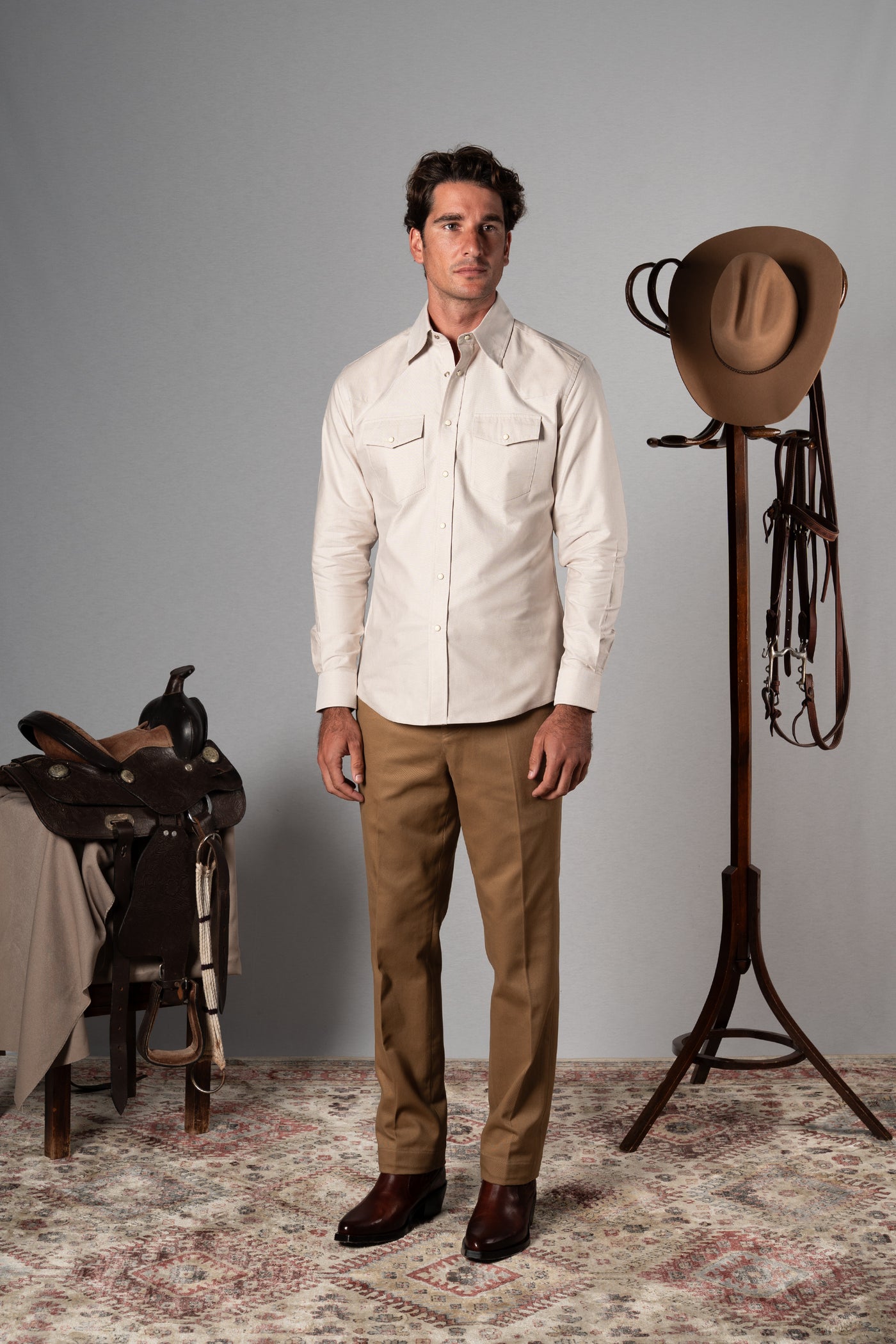 Beige Western Oxford Shirt - Camisa BUND