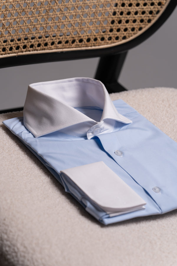 Camisa Twill contraste celeste - Camisa BUND