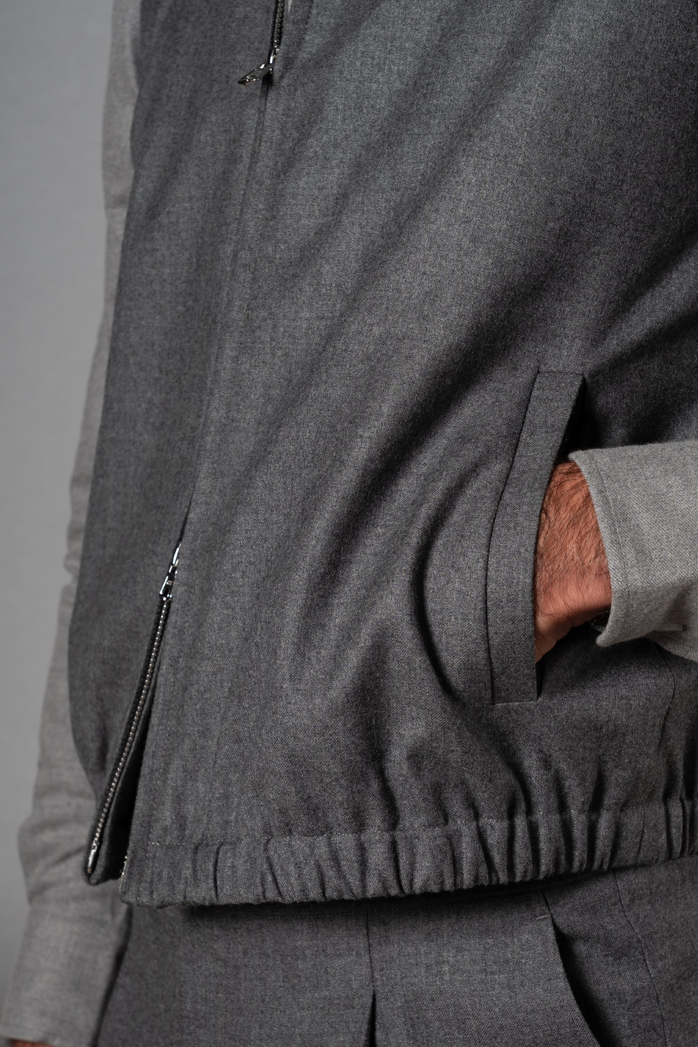 Flannel Stone Grey Zip Vest