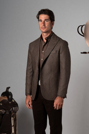 Brown Houdstooth Wool Blazer - Blazer a medida BUND