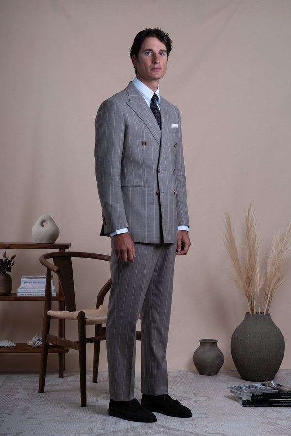 Stripes Light Brown Wool Suit