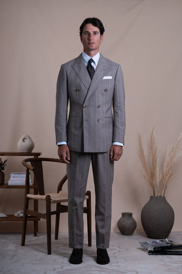 Stripes Light Brown Wool Suit