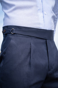 Pantalón Lino Soft Ghurka Navy - Pantalón a medida BUND
