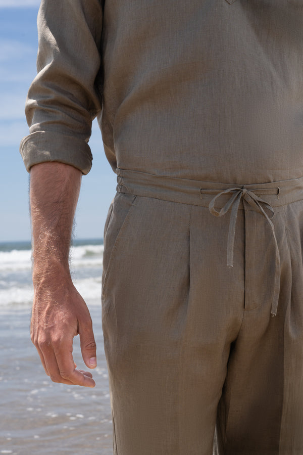 Pantalón Lino Anudar Olive - Pantalón a medida BUND