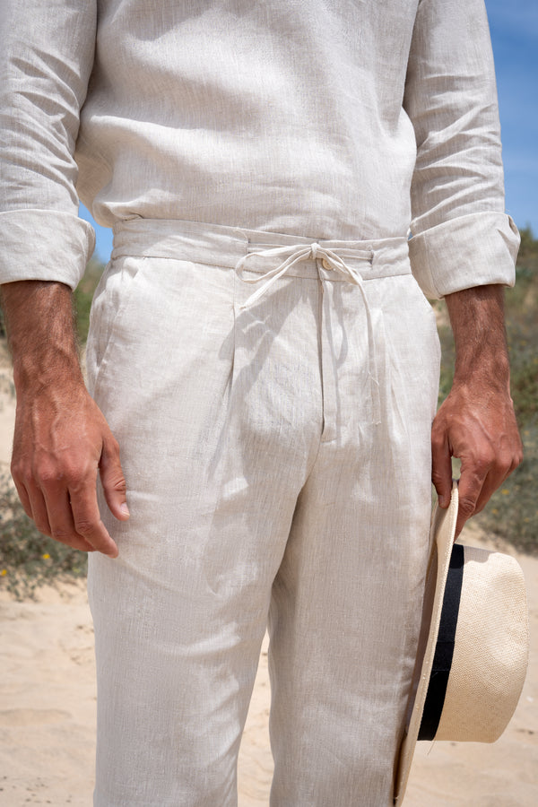 Pantalón Lino Anudar Sand - Pantalón a medida BUND