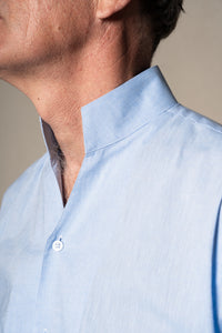 Light Blue Plain Mao Linen Casual Shirt — look completo BUND, Costa Vice Spring Summer 26