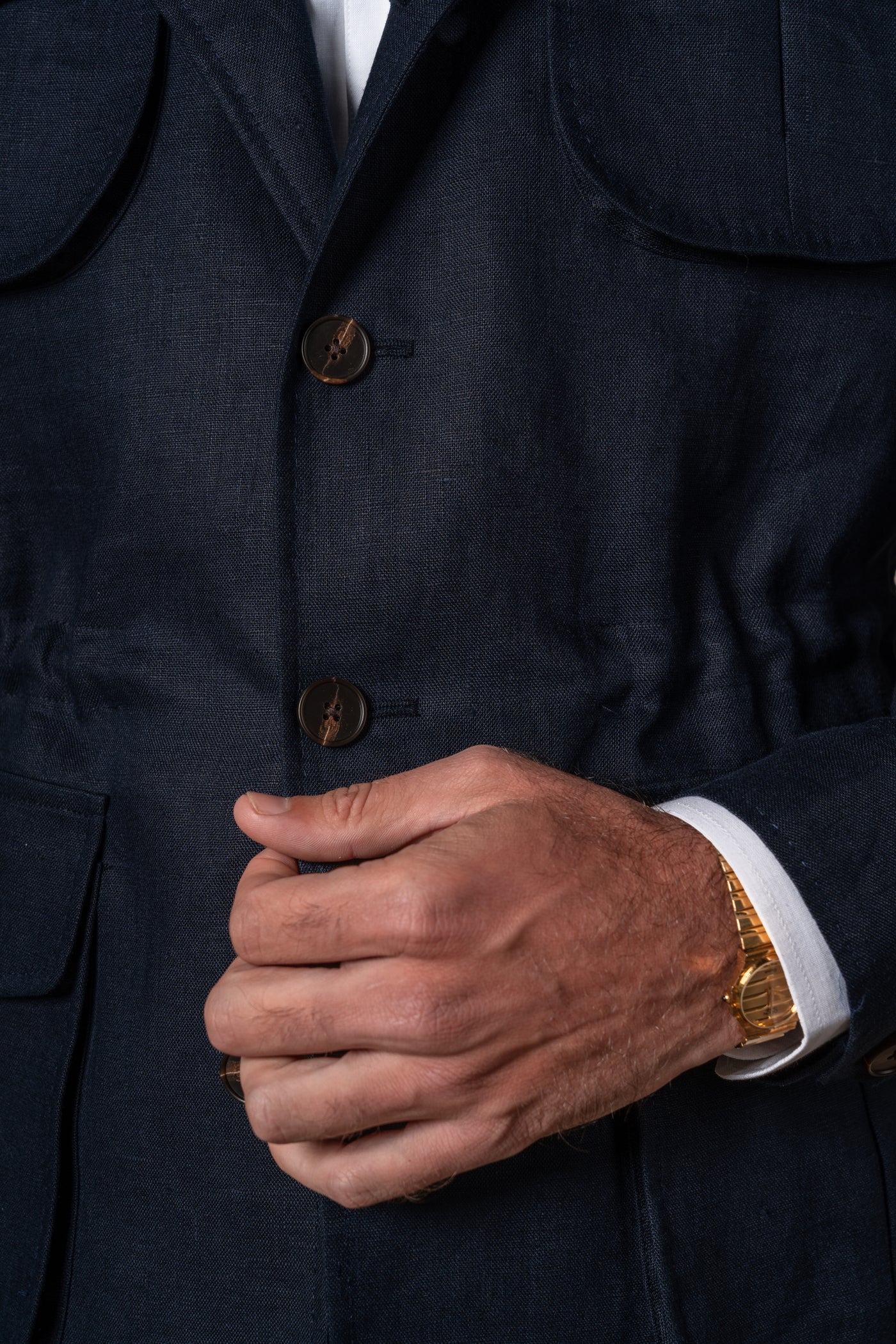 Dark Navy Plain Linen Sahariana — vista alternativa 4, BUND Costa Vice Spring Summer 26