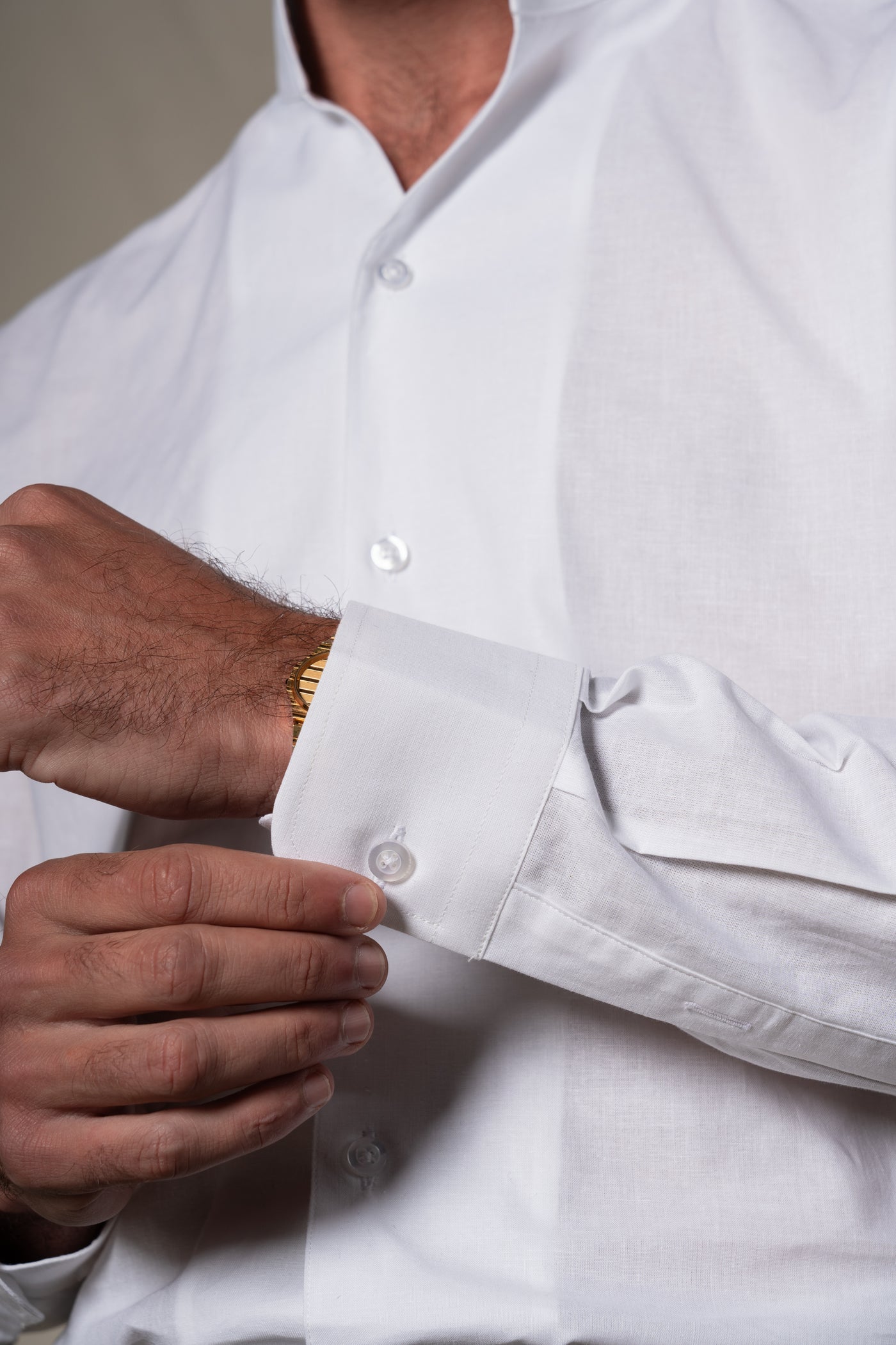 White Plain Mao Linen Casual Shirt — vista alternativa 4, BUND Costa Vice Spring Summer 26
