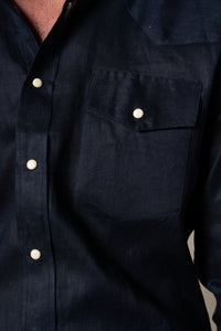 Dark Navy Western Linen Casual Shirt — vista alternativa 3, BUND Costa Vice Spring Summer 26