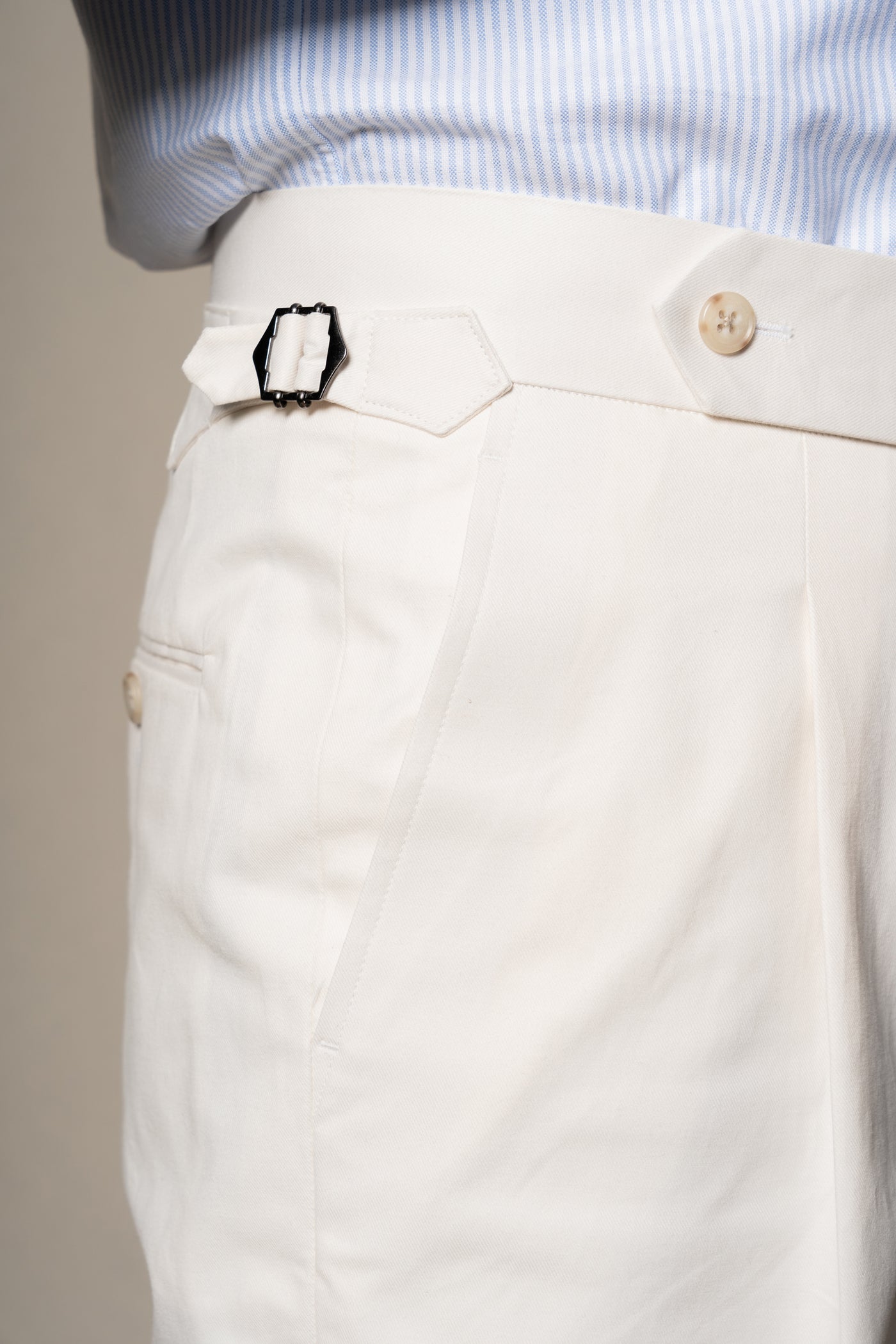 White Plain Cotton Tailoring Pants