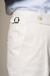 White Plain Cotton Tailoring Pants
