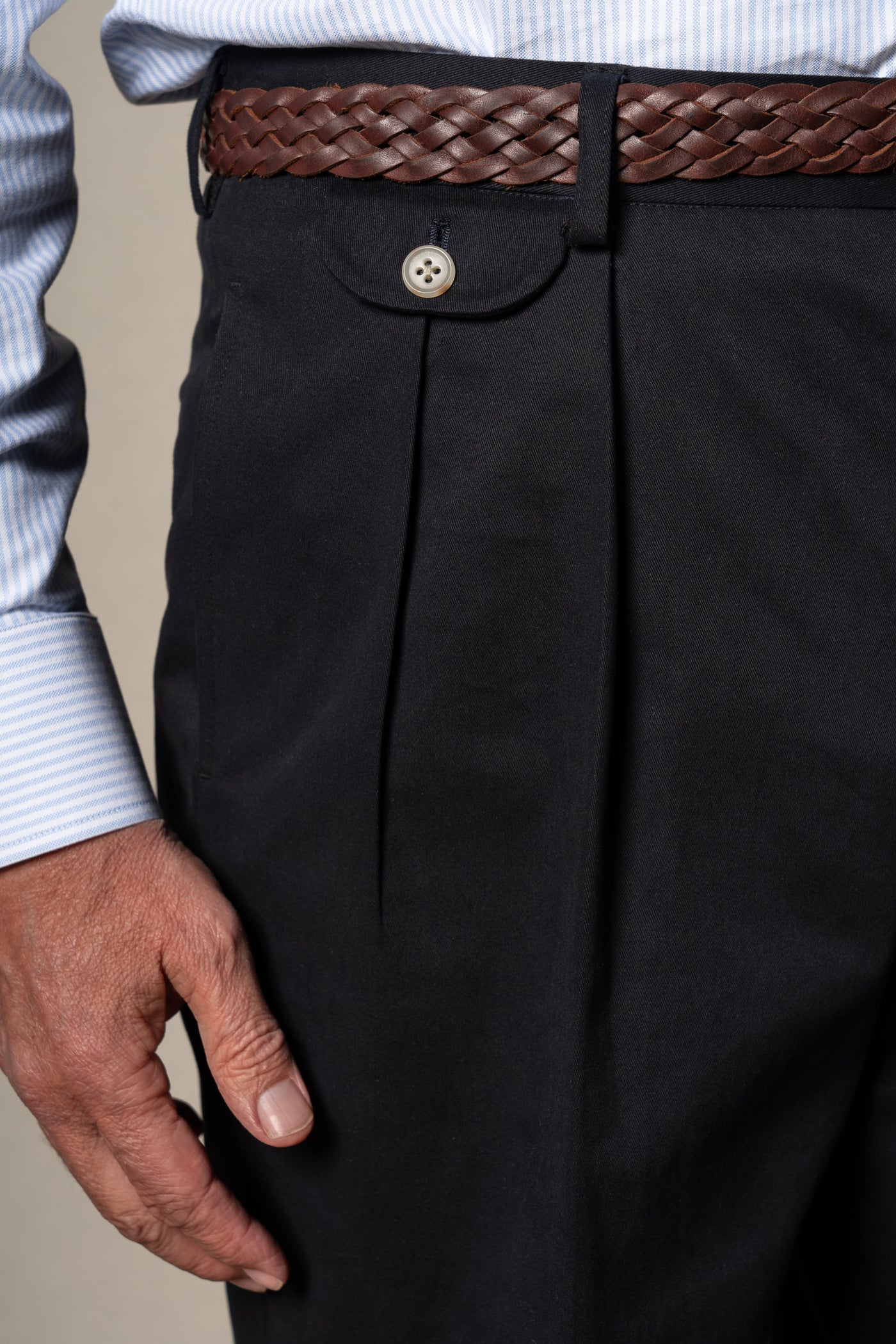 Dark Navy Plain Cotton Chinos — vista alternativa 3, BUND Costa Vice Spring Summer 26