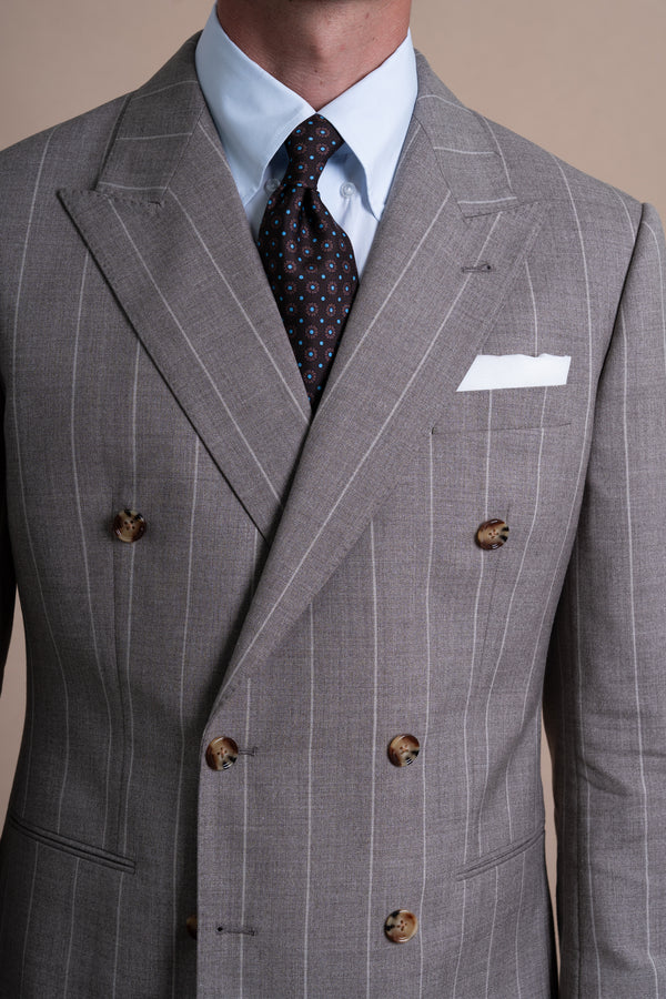 Stripes Light Brown Wool Suit