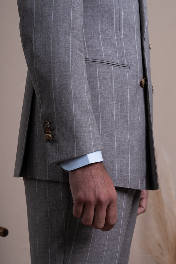 Stripes Light Brown Wool Suit