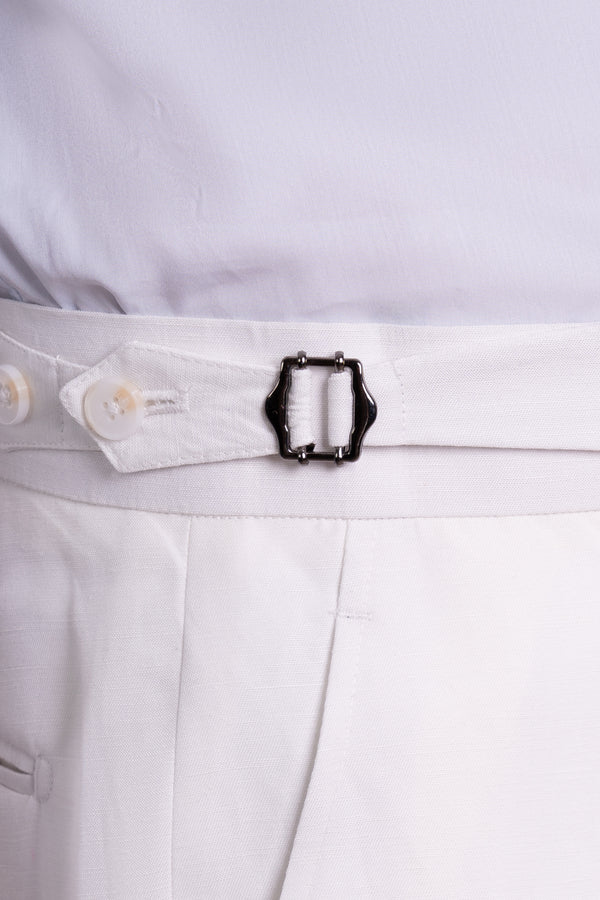 Plain White Linen Tailoring Pants