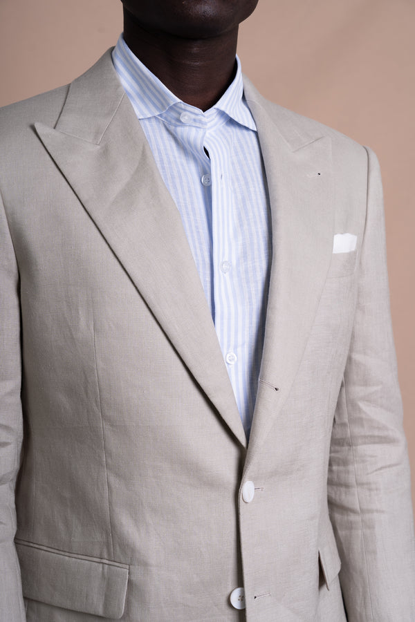 Plain Beige Linen Blazer