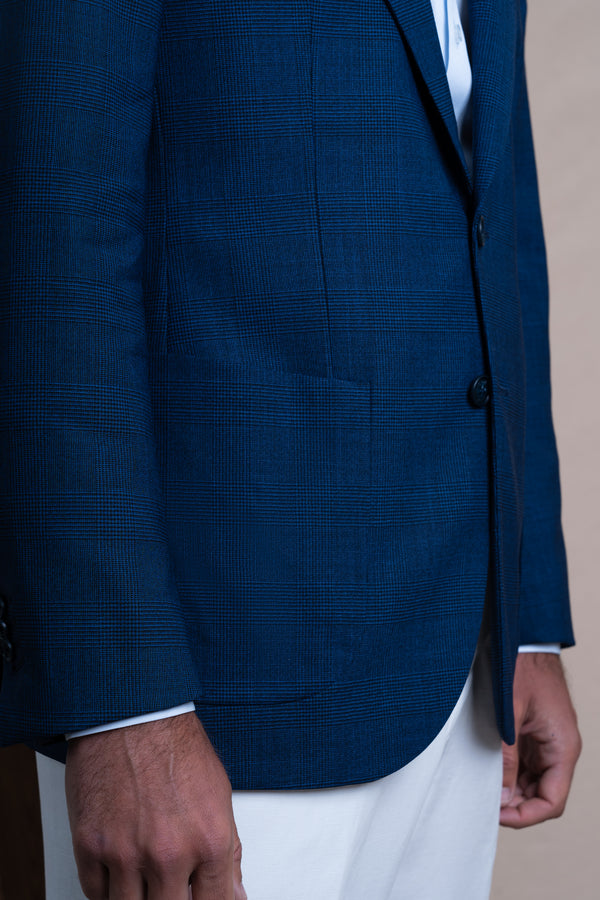 Wales Royal Blue Basket Wool Blazer