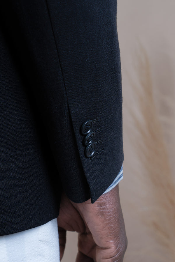Plain Black Linen Blazer