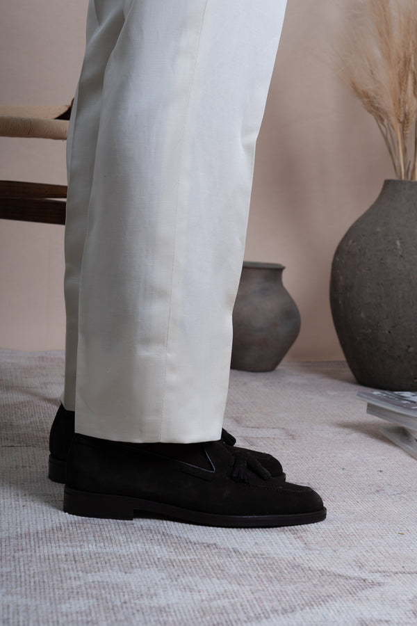 Plain Off White Linen Tailoring Pants