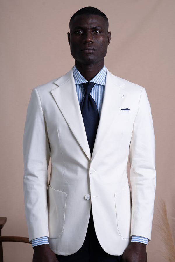 Plain Ecru Cotton Blazer