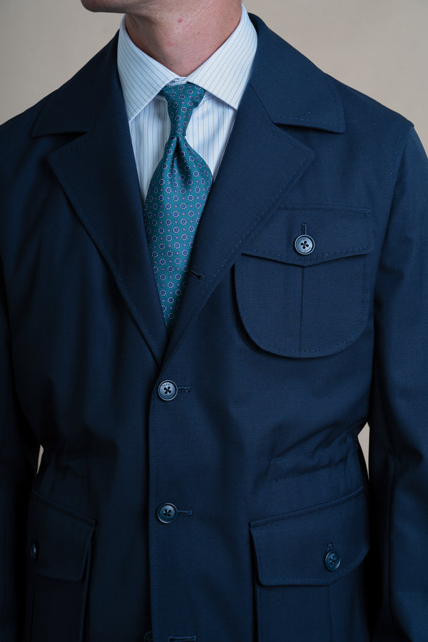 Plain Navy Wool Sahariana