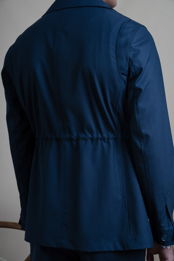Plain Navy Wool Sahariana