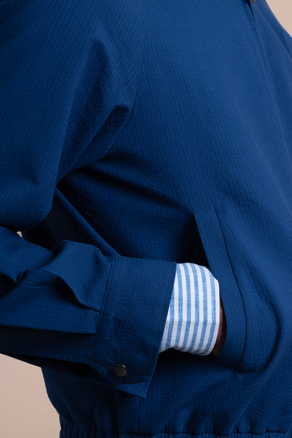 Seersucker Navy Cotton Bomber