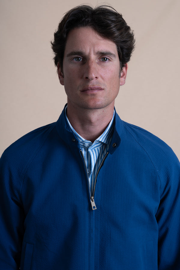 Seersucker Navy Cotton Bomber
