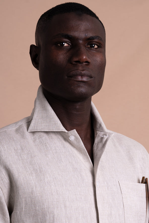 Plain Sand Linen Overshirt