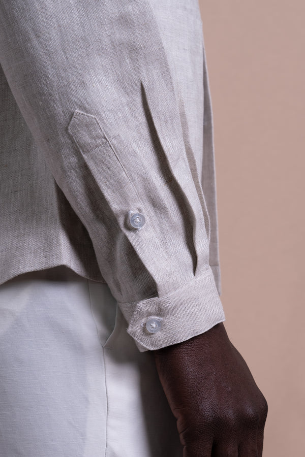 Plain Sand Linen Overshirt