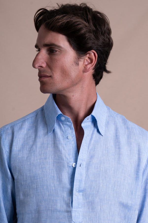 Plain Light Blue Linen T-shirt
 Casual Shirt